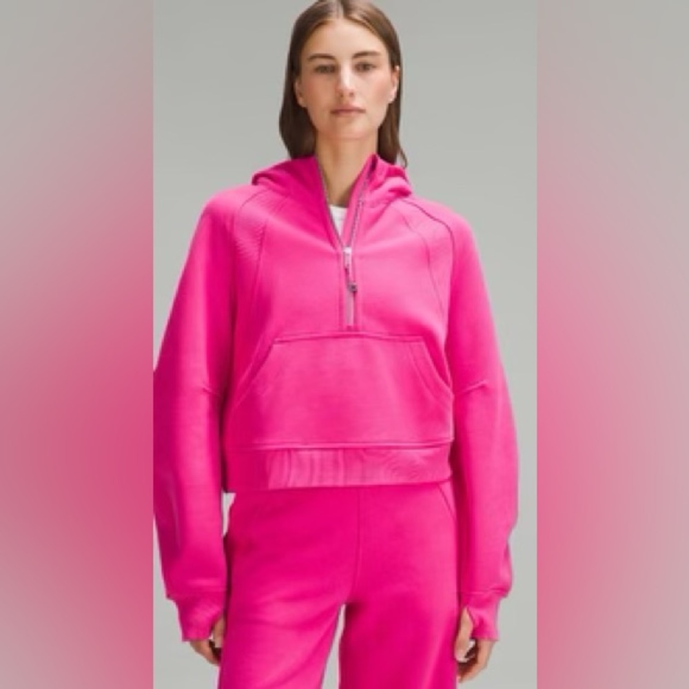 lululemon sonic pink half zip hoodie size medium/large